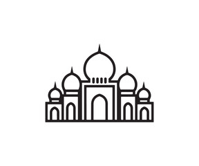 Islamic Mosque Outline Vector | Minimal Masjid Line Art Icon | Muslim Architecture Design