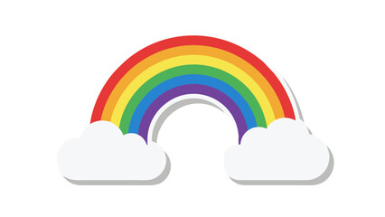 Vibrant Pixelated Rainbow Arching Over Fluffy White Clouds Against A Stark Black Background With Bold Red Orange Yellow Green Blue Indigo Violet Color Spectrum