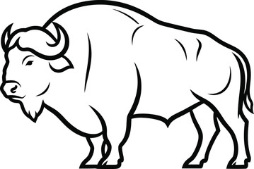 Stylized line drawing of a majestic bison standing proudly
