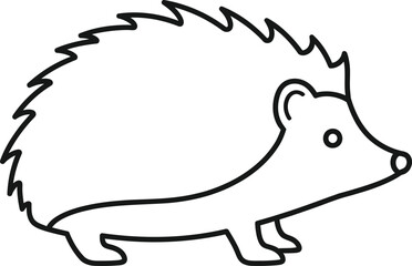 Simple outline drawing of a cute hedgehog standing