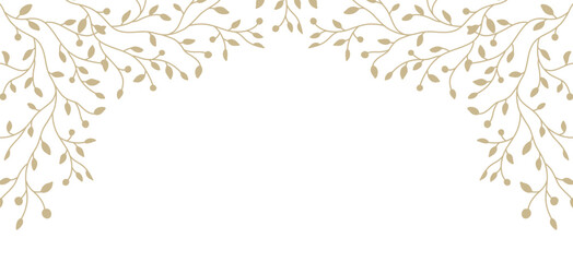 Elegant Frame with silhouettes of tree branches and leaves. Abstract flat floral border, nature background. Vector illustration © Victory