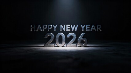 Metallic three dimensional inscription conveys anticipation for the forthcoming year twenty twenty six
