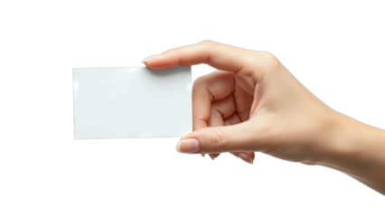 Hand Holding Blank Card on White Background