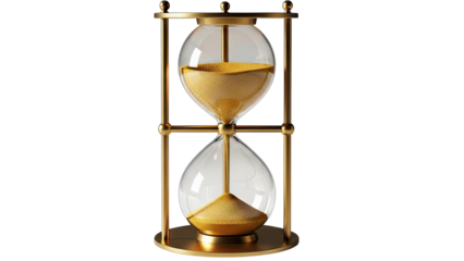 Hourglass with Sand Flowing, Isolated on White