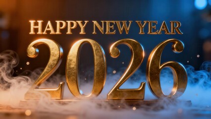 Golden three dimensional numerals signify the arrival of the upcoming new year celebration