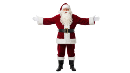 Jolly Santa Claus with Outstretched Arms Isolated on White Background