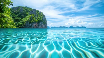 Luxury Infinity Pool Underwater shot of an infinity pool, with a view of the ocean floor below