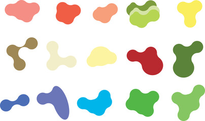 Fifteen Abstract Organic Shapes In Various Colors Keywords: abstract, organic shapes, blobs
