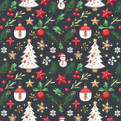 Winter Christmas Decorative Icon Repeat Design