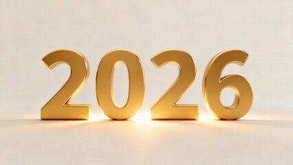 Three dimensional golden numerals clearly display the year twenty twenty six
