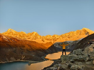 sunset in the mountains of lake
