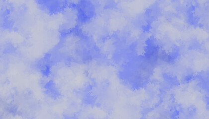 Soft blue and white cloud background. Watercolor aesthetic light violet and white texture.