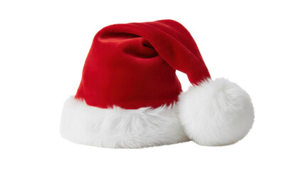 Red classic Santa Claus Christmas hat isolated on clean white background