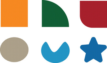 Six Geometric Shapes With Dot Texture On White Background abstract blue