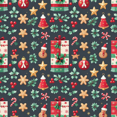 A Merry Christmas Seamless Illustration Collection