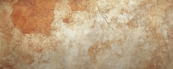 Fototapeta premium A textured wall showcasing a mix of light and dark earthy tones, featuring patches of rustic colors and uneven surfaces.