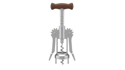 Obraz premium Professional silver winged corkscrew wine bottle opener isolated on white background