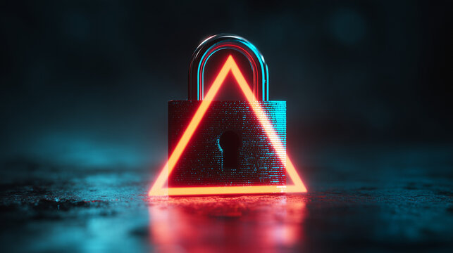 Digital padlock warning triangle over code highlights ransomware breach and urgent cybersecurity threat detection - Powered by Adobe