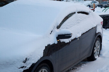 Starting a car in severe frost. Starting a car in the cold season, in winter.