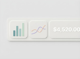 Financial dashboard with charts and currency display