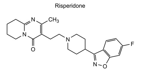 Risperidone, chemical structure of risperidone, drug substance