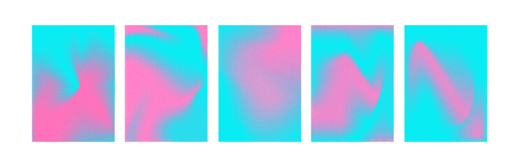 Vector set of modern gradient poster cards with abstract pink and blue aesthetic isolated on white background.
