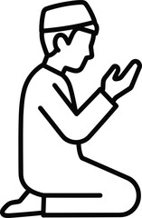 Obraz premium Muslim man praying in sujud position, a devout muslim pray icon, showcasing spiritual devotion and qibla direction
