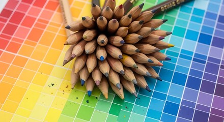 Colorful Pencils on a Rainbow Spectrum - Artistic Expression and Creativity.