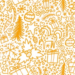 seamless pattern with christmas new year ornament 