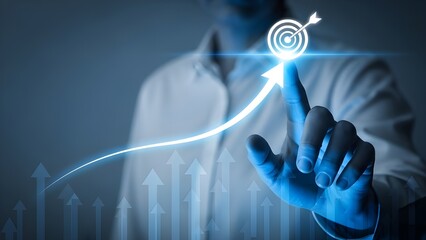 Digital fingerprint security technology concept with business growth graph