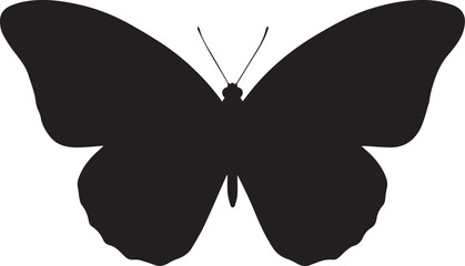 Black Silhouette of a Butterfly with Open Wings insect © Jolakha