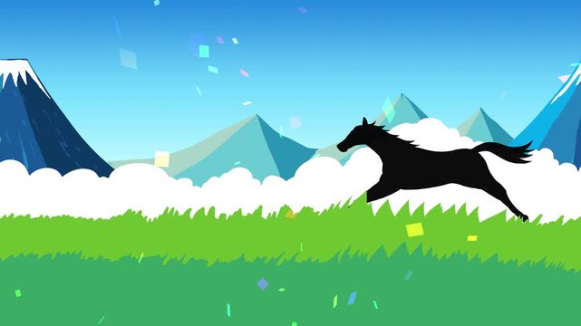 馬, 年賀状, 和風, 和柄, 新年, 動物, クリスマス, うま, ベクター, イラスト, manga