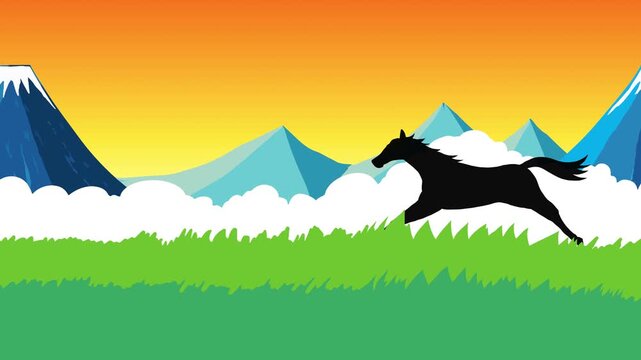 馬, 年賀状, 和風, 和柄, 新年, 動物, クリスマス, うま, ベクター, イラスト, manga