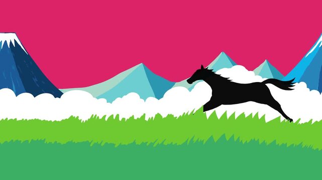 馬, 年賀状, 和風, 和柄, 新年, 動物, クリスマス, うま, ベクター, イラスト