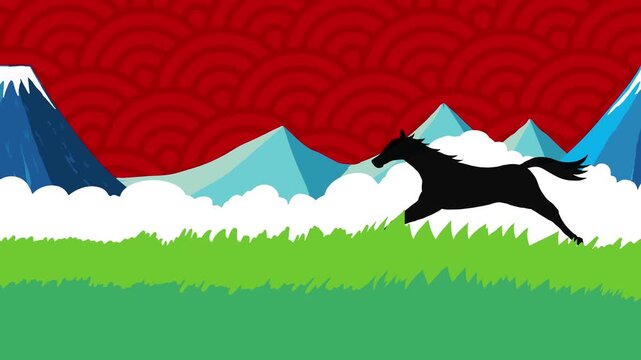 馬, 年賀状, 和風, 和柄, 新年, 動物, クリスマス, うま, ベクター, イラスト