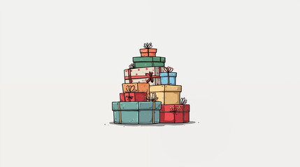 Stack of Christmas Presents Illustration