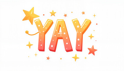 Colorful "YAY" text with stars and playful design