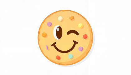 Fototapeta premium Smiling cookie with colorful toppings on white background