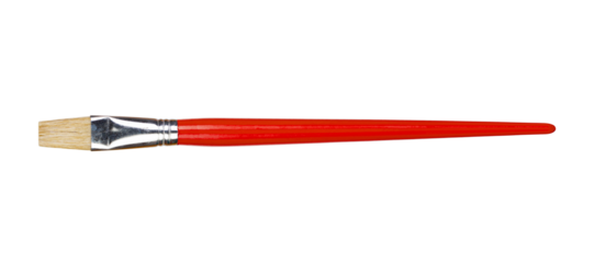 Red paint brush isolated on white background with clipping path