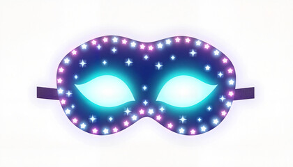 Glittering eye mask with star patterns on white background