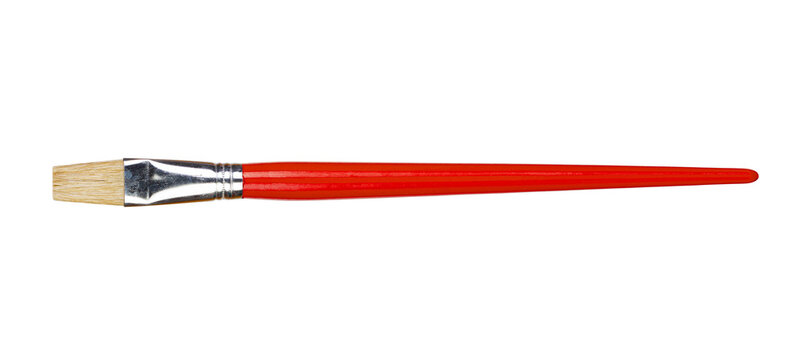 Red paint brush isolated on white background with clipping path
