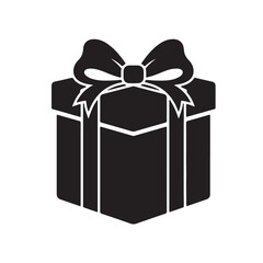 Christmas Gift Box with Bow Silhouette