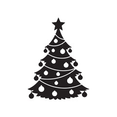 Fototapeta premium Christmas Tree with Ornament Silhouette