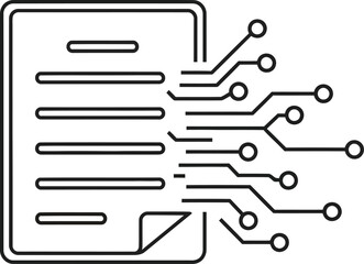 Digital document processing with electronic data flow icon. technology and information management concept for modern digital transformation.