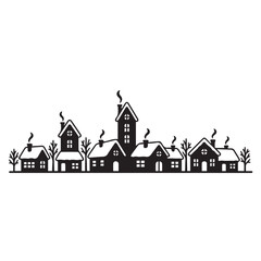 Christmas Village Houses Silhouette