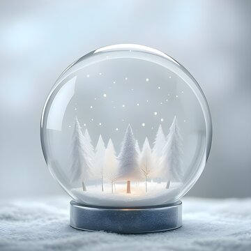 투명 스노우볼 안에 하얀 눈맞은 나무트리와 눈송이가 내리고잇다There are white snow trees and snowflakes falling inside the transparent snowballs