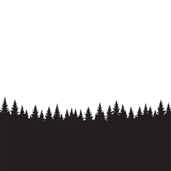 Winter Pine Forest Line Silhouette
