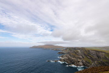 Panoramic high level view over the Kerry Cliffs along the coastline of Kerry, Ireland and the North Atlantic Ocean © Sonja