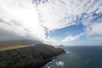 Panoramic high level view over the Kerry Cliffs along the coastline of Kerry, Ireland and the North Atlantic Ocean © Sonja