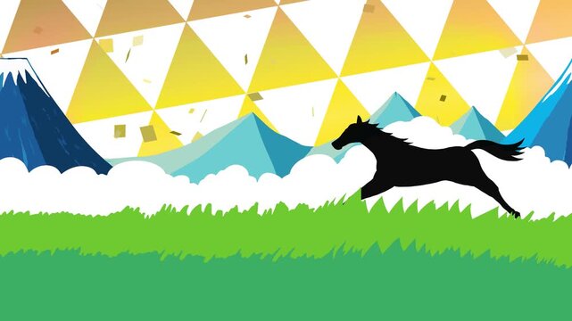 馬, 年賀状, 和風, 和柄, 新年, 動物, クリスマス, うま, ベクター, イラスト